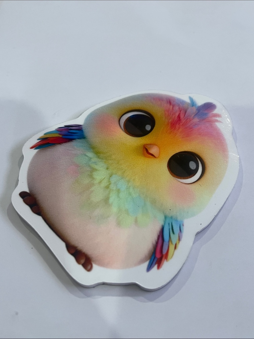 Rainbow Plush Bird Magnet — Colorful Cute Chick - Picture 2 of 4